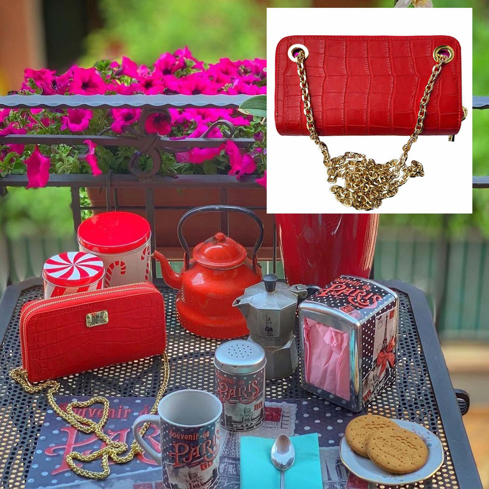 The Cassidy, Leather Dual Wallet - chain bag