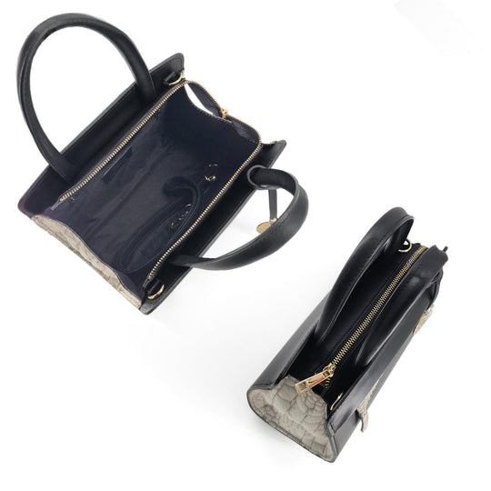 Mini Black Ruga Leather & Hair Calf Shoulder Bag (B138X)