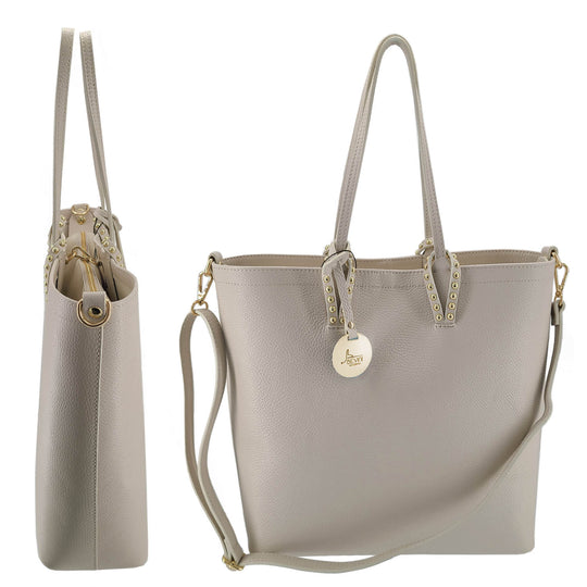 Vittoria, Dollaro Leather City Tote with gold metal studs