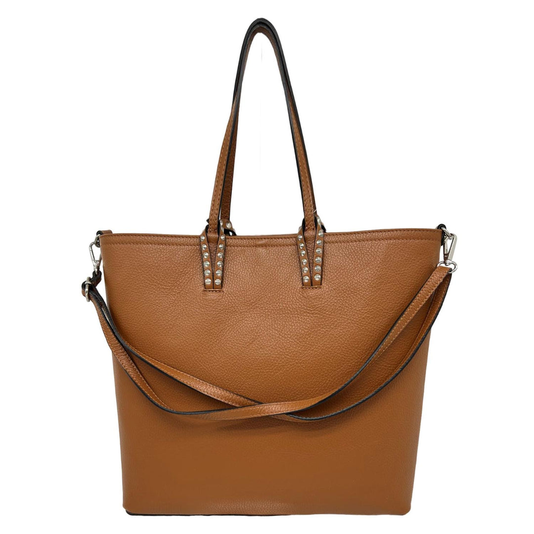 Vittoria, Dollaro Leather City Tote with gold metal studs