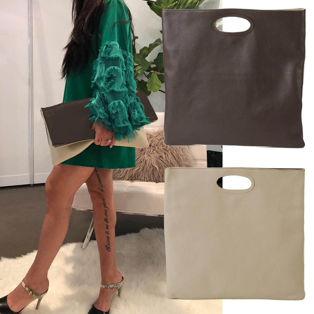 FORTE di MARMI Color-Block Dollaro Leather Clutch
