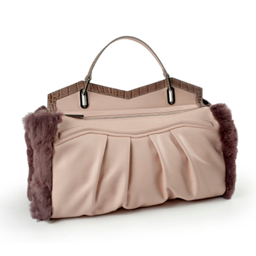 ONE & ONLY Rex Fur Trim Leather Tote