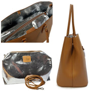 Ruga Leather Tote with Perlato Silver Interior