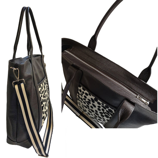 Wild Side Spotted Haircalf Dollaro Leather Tote
