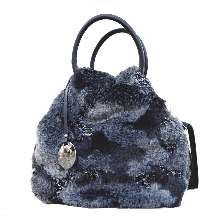 Regina, Ruga Leather & Black Mantra Faux Fur Tote